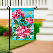 Evergreen Pink Hydrangeas Applique Garden Flag