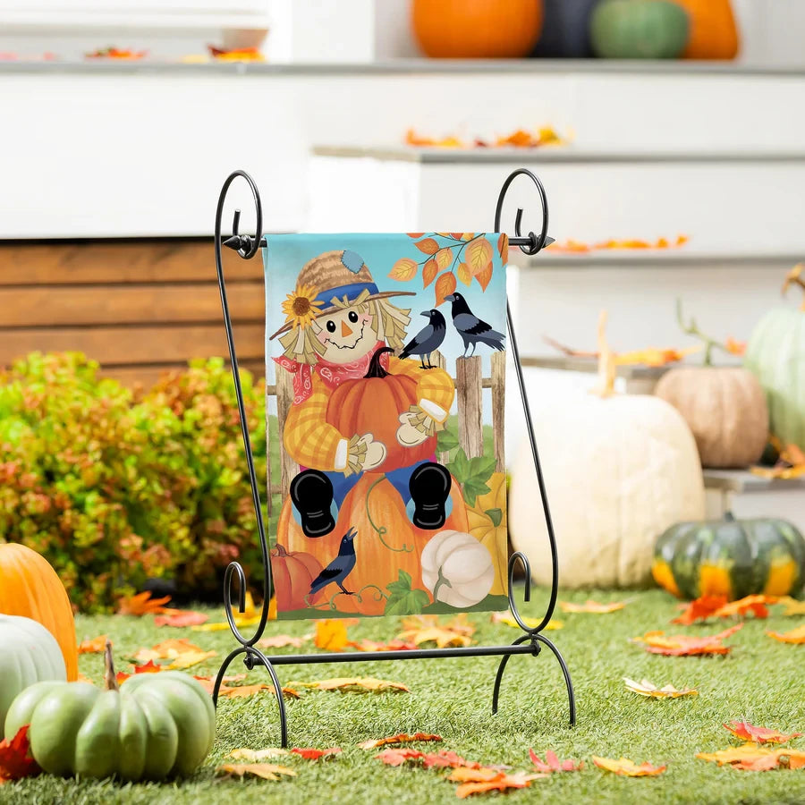 Evergreen Friends & Scarecrow Suede Garden Flag