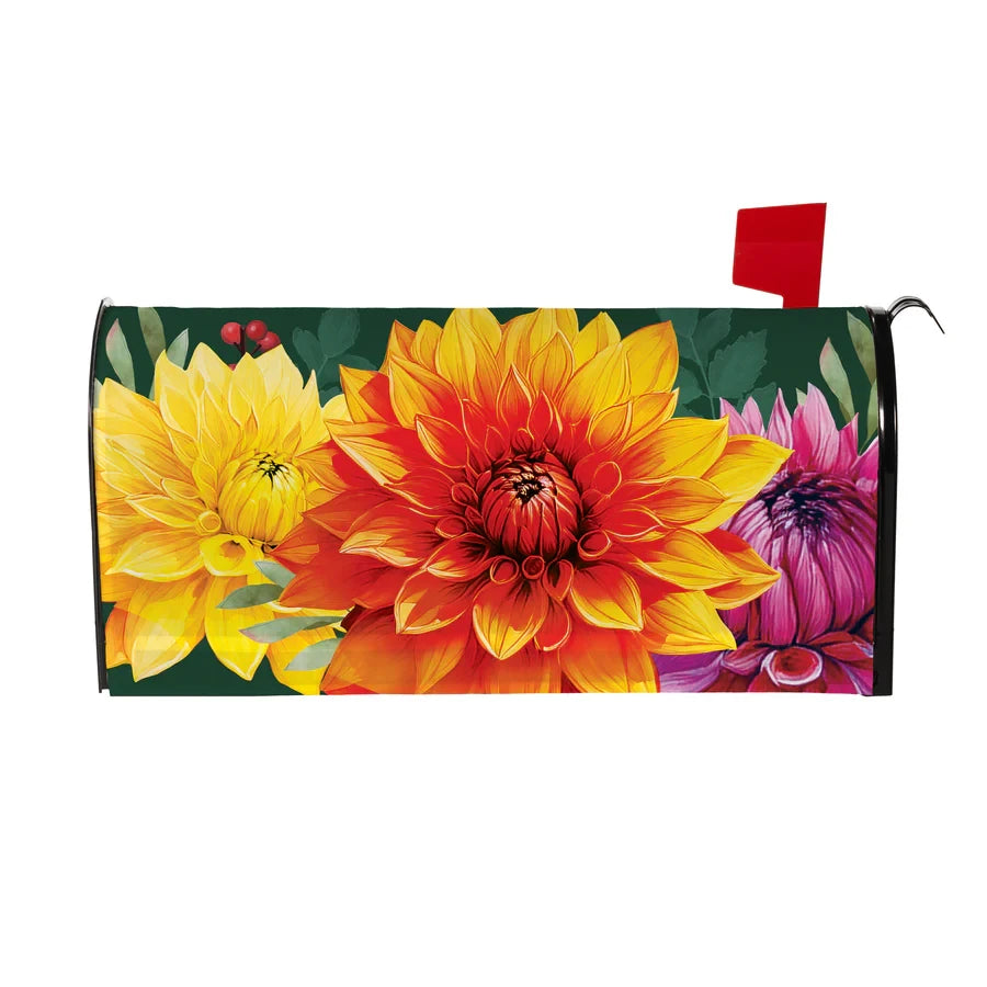 Evergreen Fall Mums Mailbox Cover