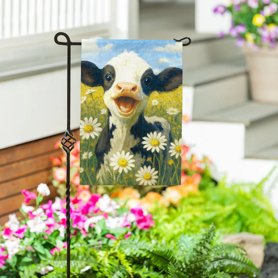 Evergreen Caleb The Happy Calf Burlap Garden Flag