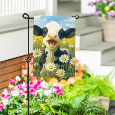 Evergreen Caleb The Happy Calf Burlap Garden Flag