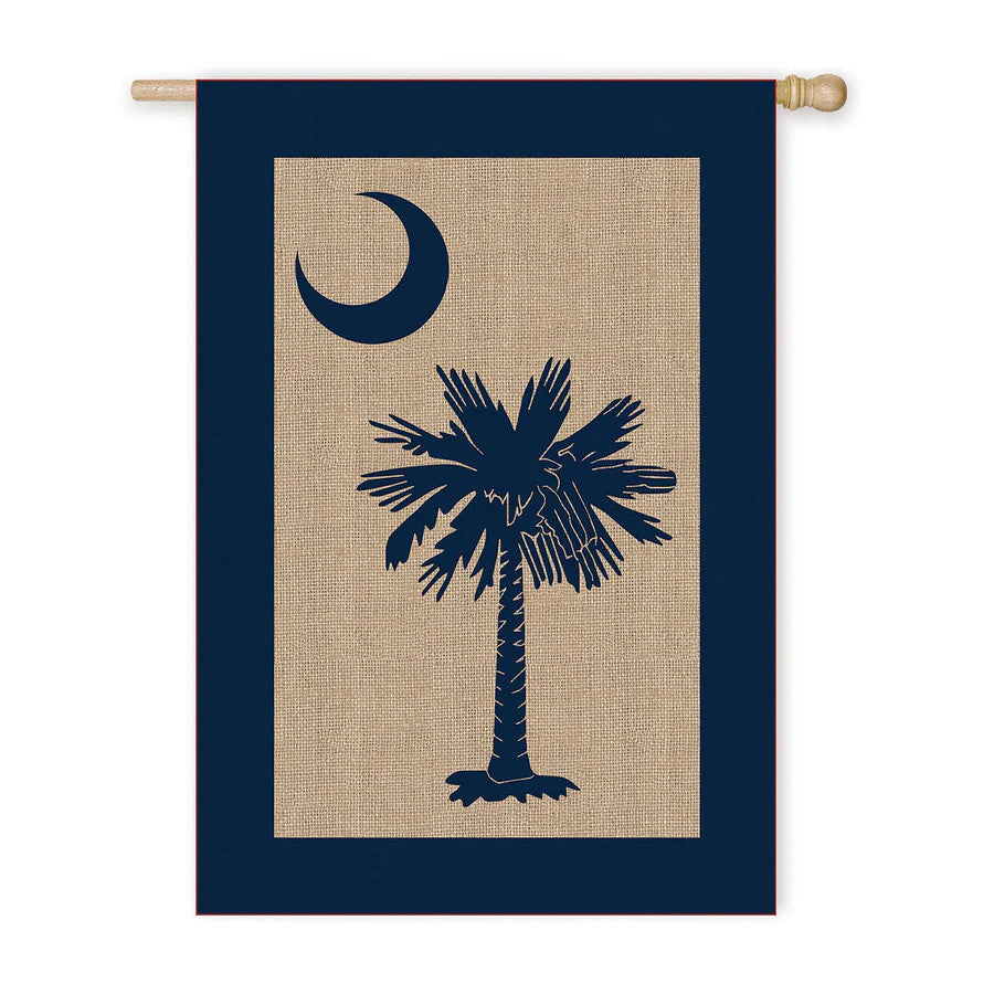 Evergreen South Carolina Palmetto Burlap House Flag