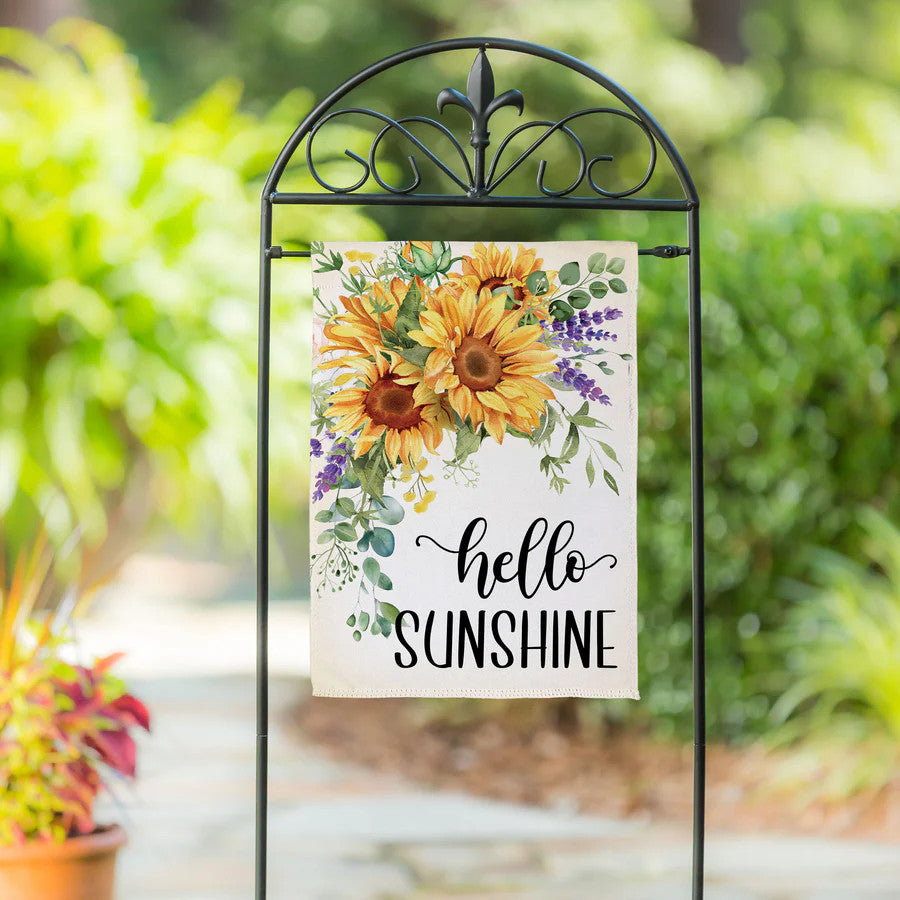 Evergreen Hello Sunshine Sunflower Suede Garden Flag