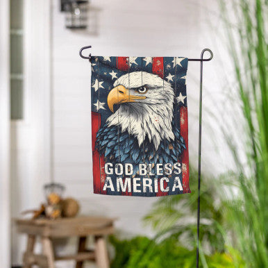 Evergreen God Bless America Eagle Suede Garden Flag