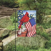 Evergreen Americana Cardinal Glory Suede Garden Flag