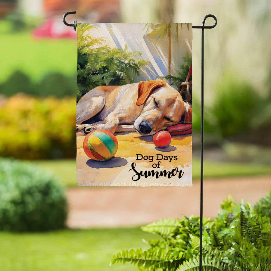 Evergreen Dog Days Of Summer Suede Garden Flag