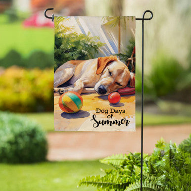 Evergreen Dog Days Of Summer Suede Garden Flag