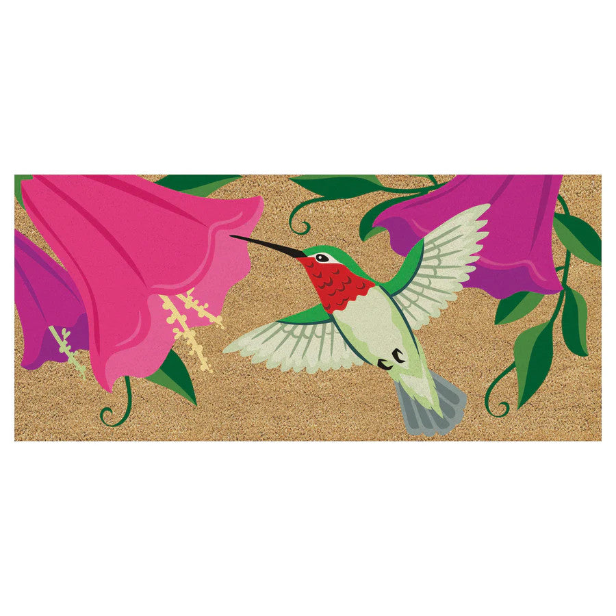 Evergreen Fluttering Hummingbird Flocked Coir Sassafras Switch Mat