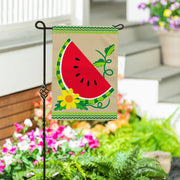Evergreen Watermelon Slice Burlap Garden Flag