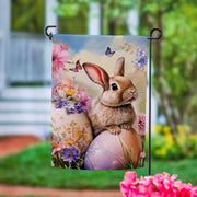 Evergreen Bunny & Easter Egg Suede Garden Flag