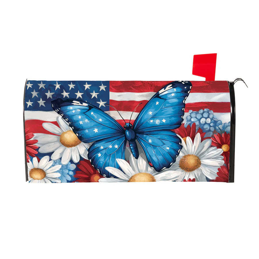 Evergreen Patriotic Butterfly Mailbox Cover