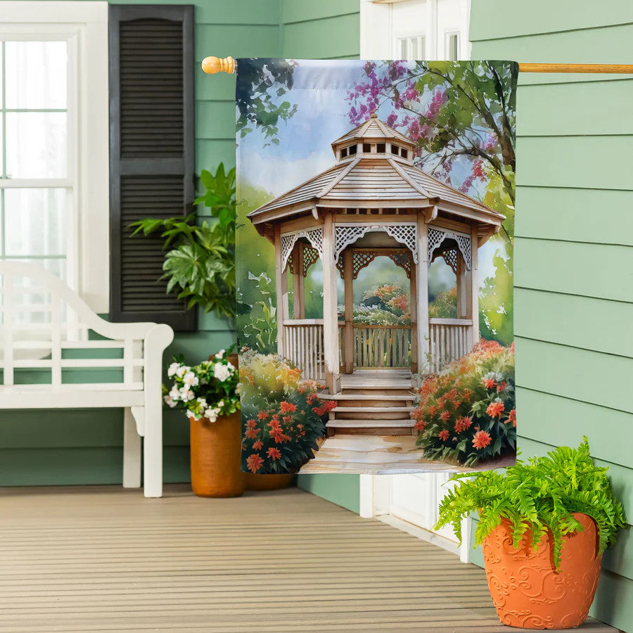 Evergreen Garden Gazebo Suede House Flag