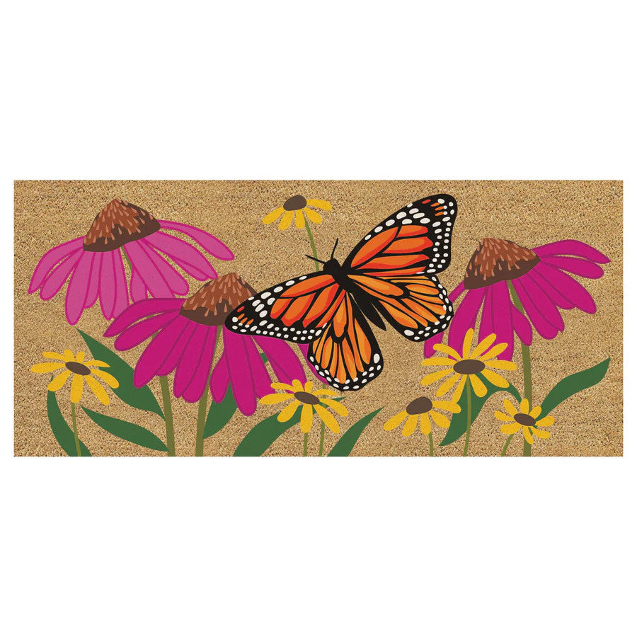 Evergreen Butterfly and Florals Flocked Coir Sassafras Switch Mat