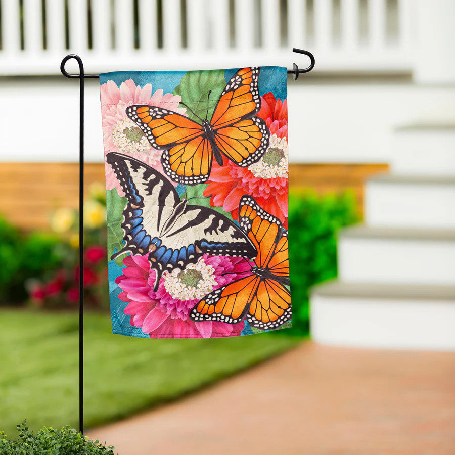 Evergreen Mother Monarch Suede Garden Flag