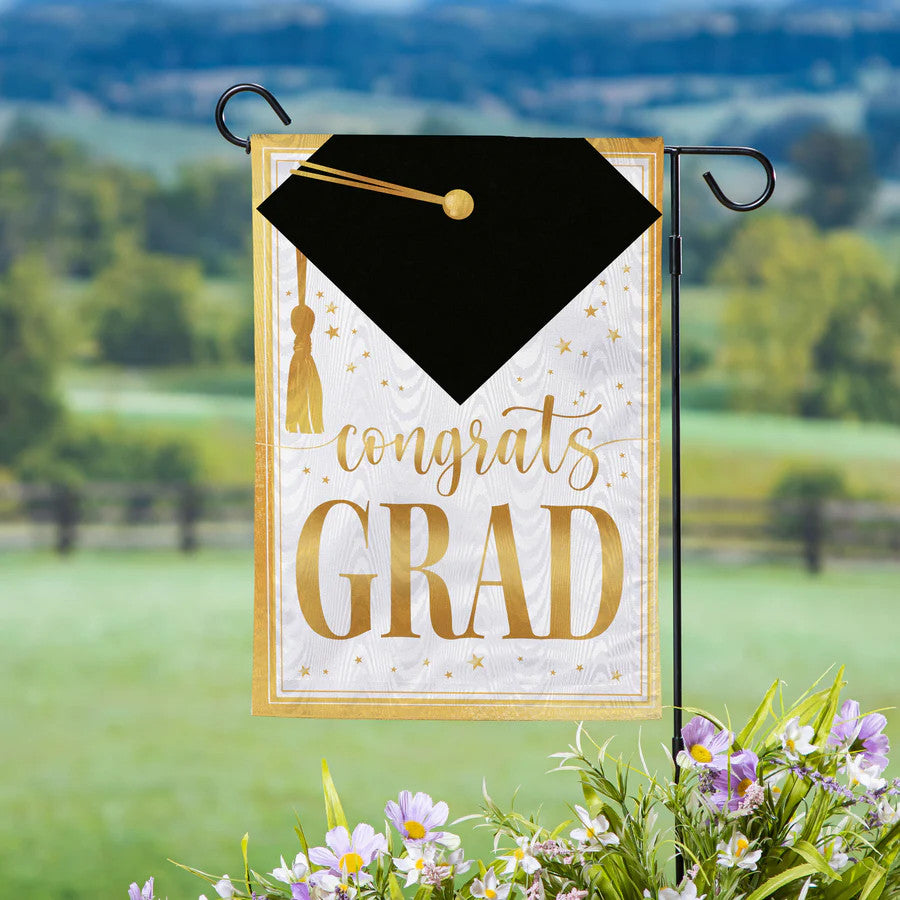 Evergreen Graduation Moire Garden Flag