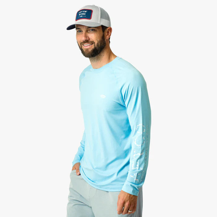 Aftco Men's Long Sleeve Samurai Sun Protection Shirt - Splish Splash Heather