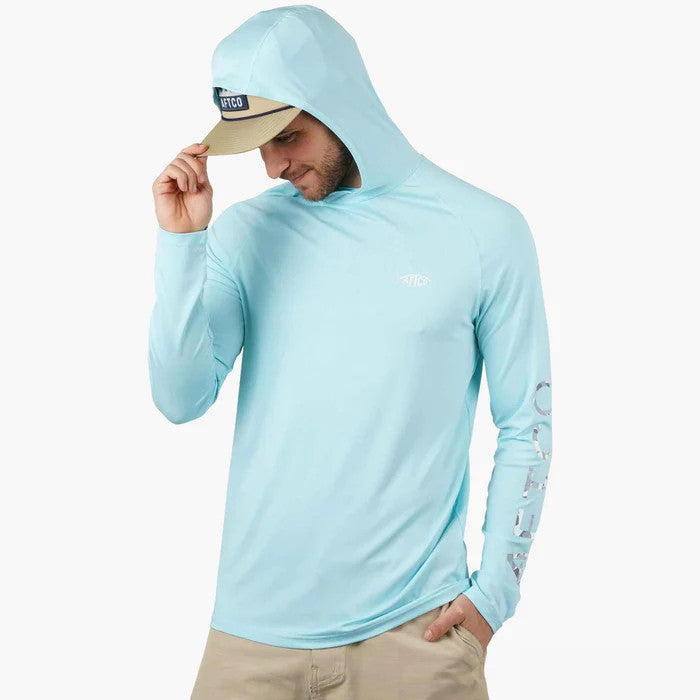 Aftco Samurai Sun Protection Hoodie Shirt - Clearwater Heather