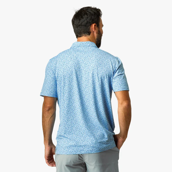 Aftco Men's Boatbar Printed Performance Polo Shirt - Dusk