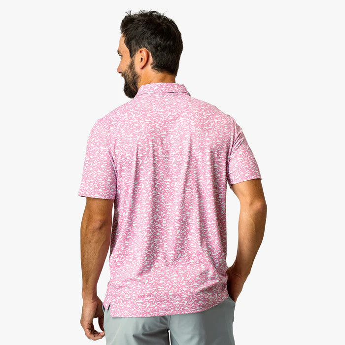 Aftco Men's Boatbar Printed Performance Polo Shirt - Wild Rose