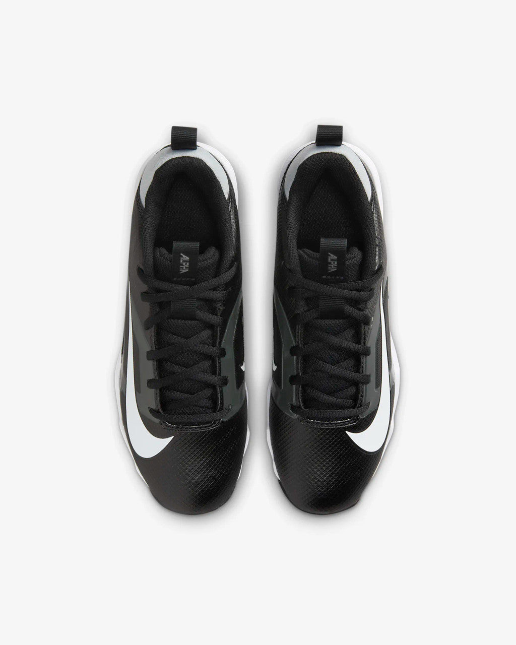 Nike Big Kids Alpha Menace 4 Shark Football Cleats - Black/Light Smoke Grey/Metallic Silver/White