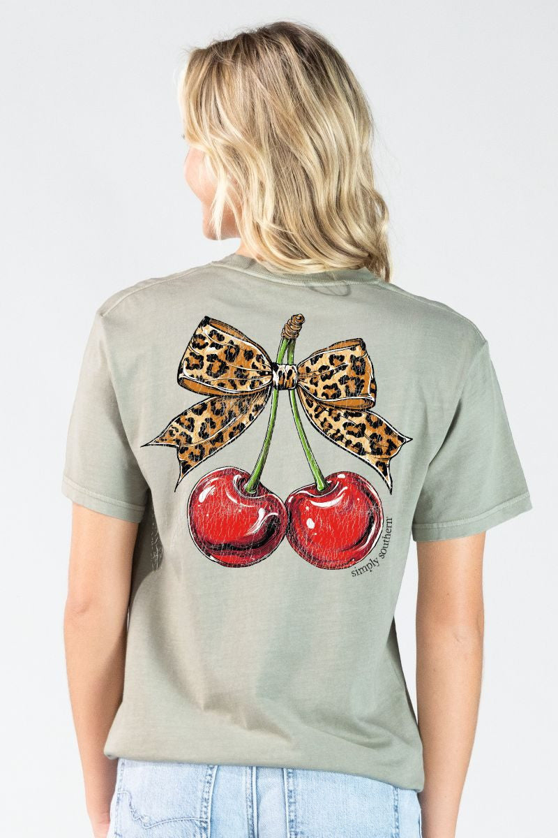 Simply Southern Women's Mineral Wash Cherry Tee - Birch