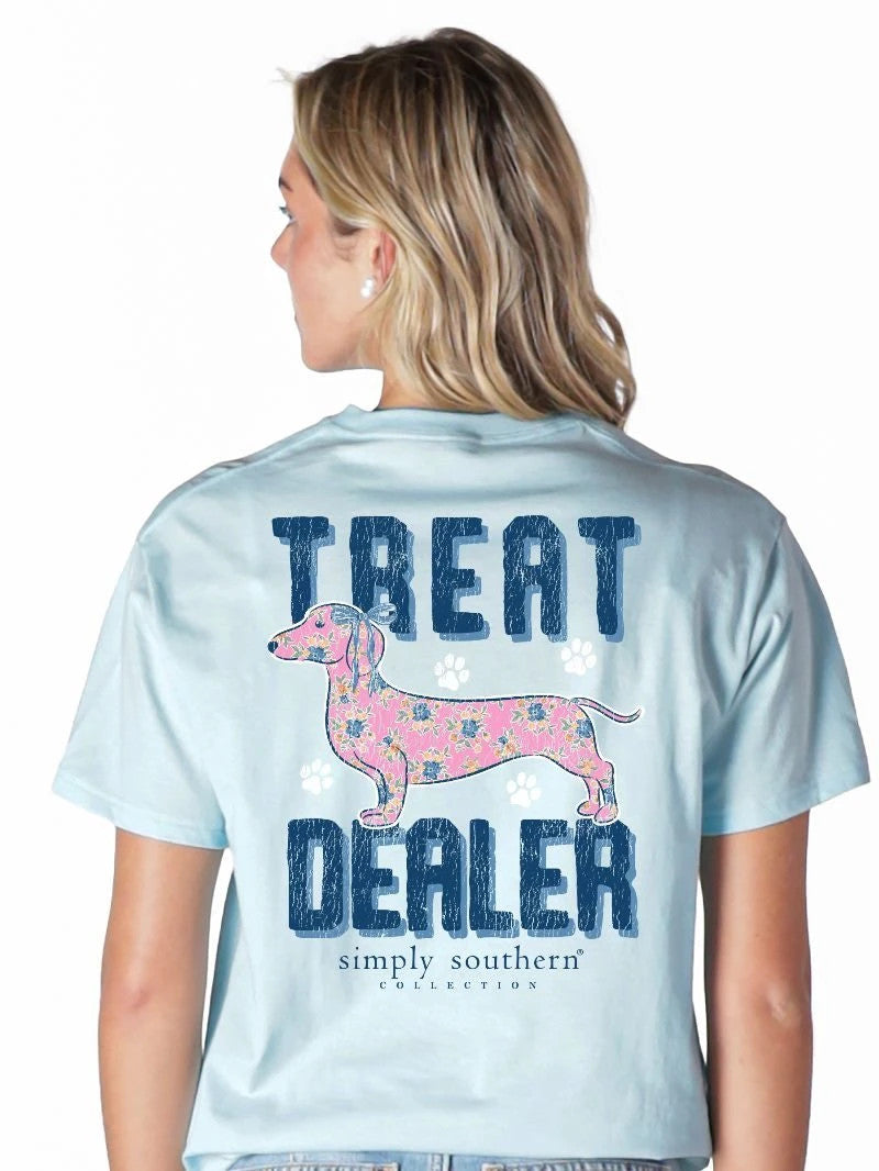 Simply Southern Women's Mineral Washed Dealer Tee - Glacier