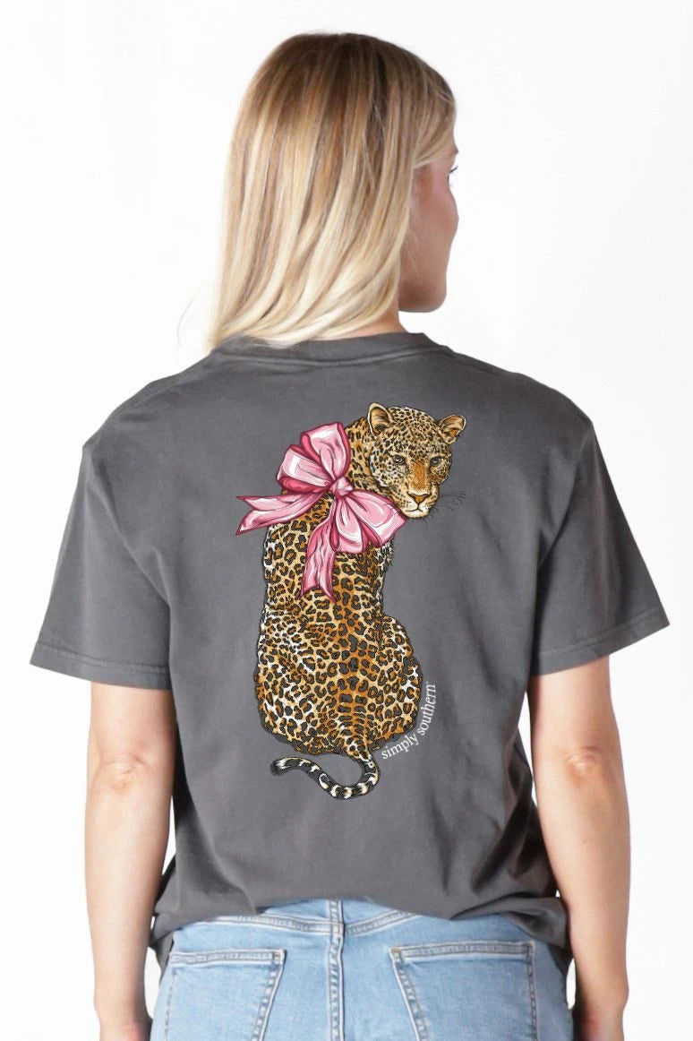 Simply Southern Women's Mineral Washed Leopard Tee - Graphite