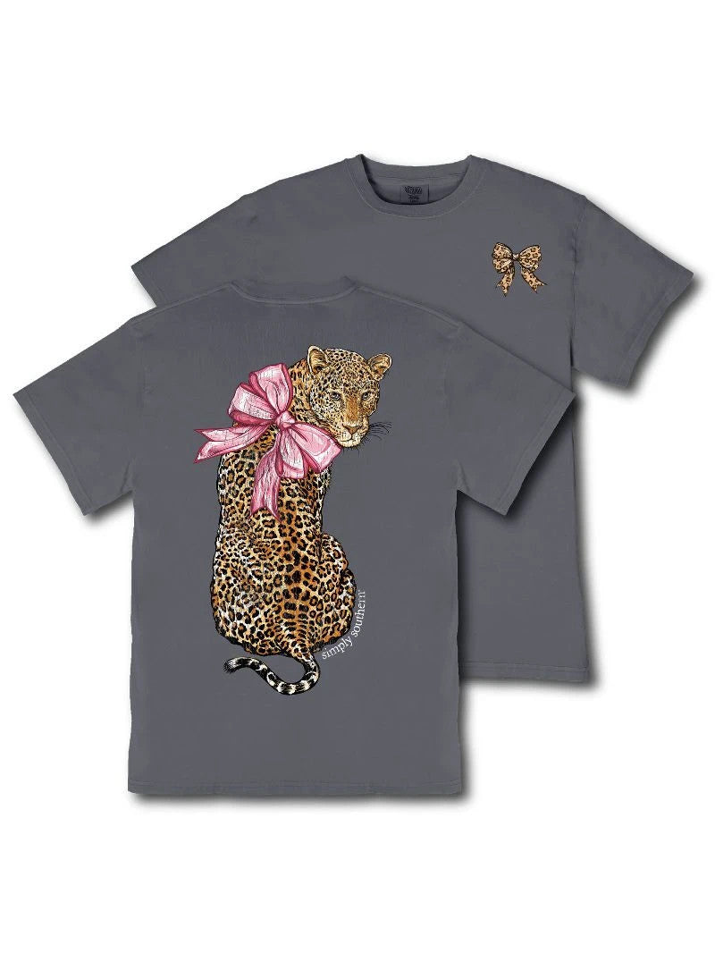 Simply Southern Women's Mineral Washed Leopard Tee - Graphite