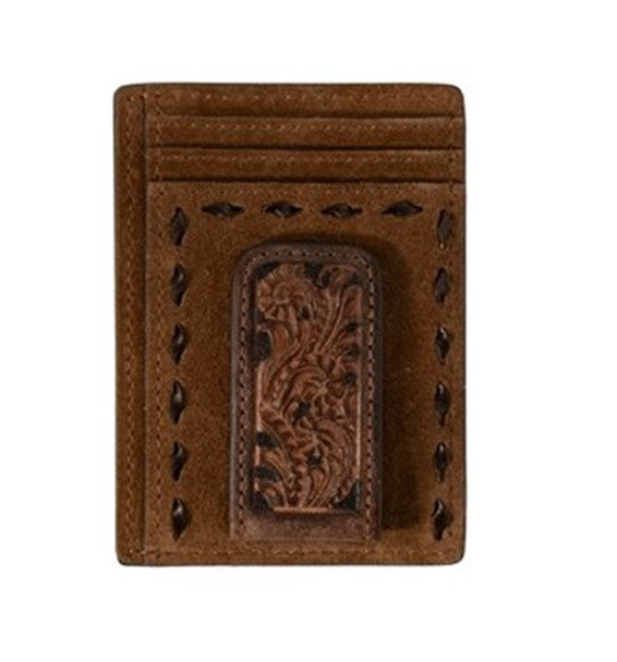 Nocona Money Clip Roughout Lace Tan Wallet