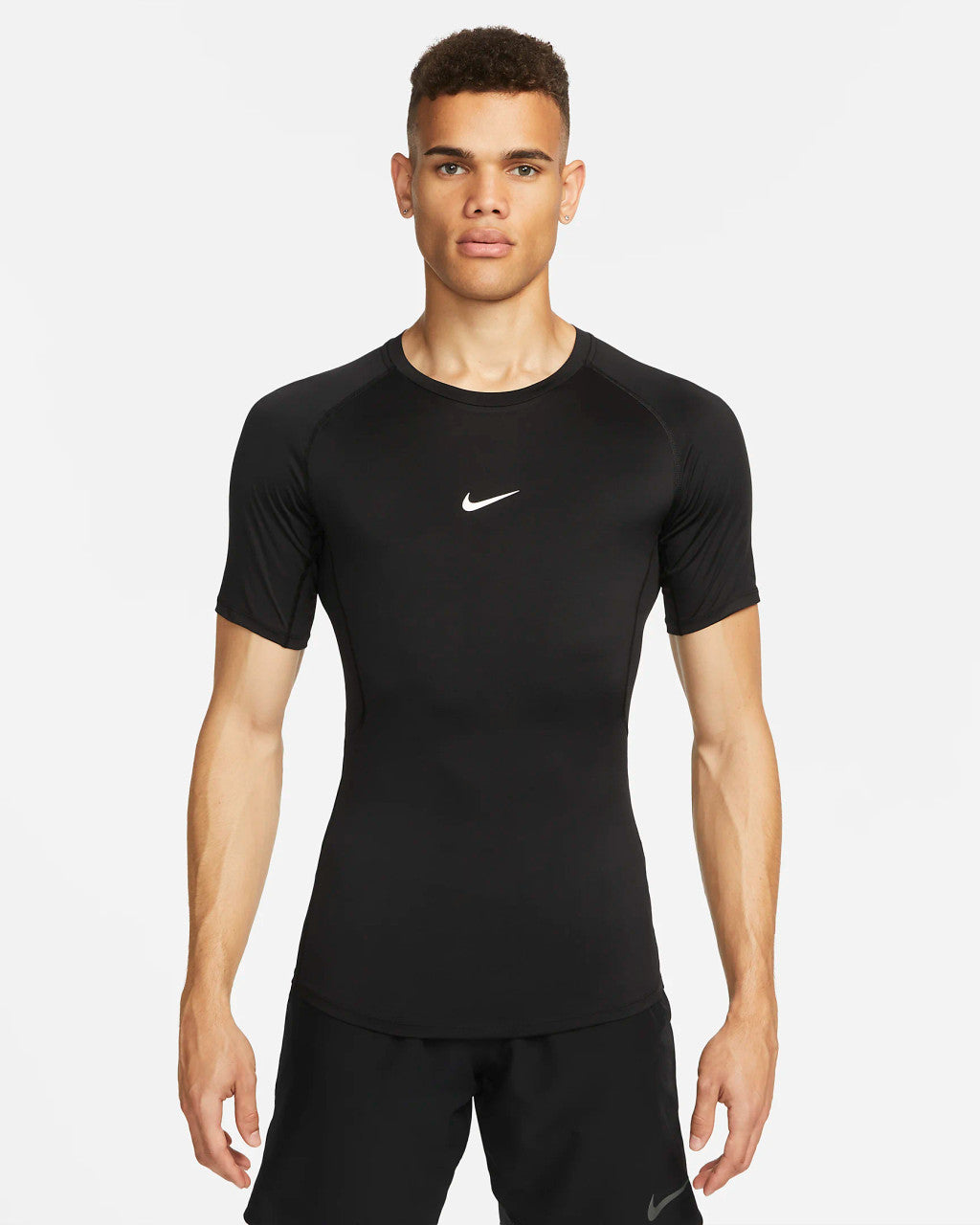 Nike Pro Men's Dri-FIT Tight Short-Sleeve Fitness Top - Black/White
