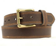 Nocona Men's Standard Belt in Brown Tumbled Cow with Triple Edge Stitch