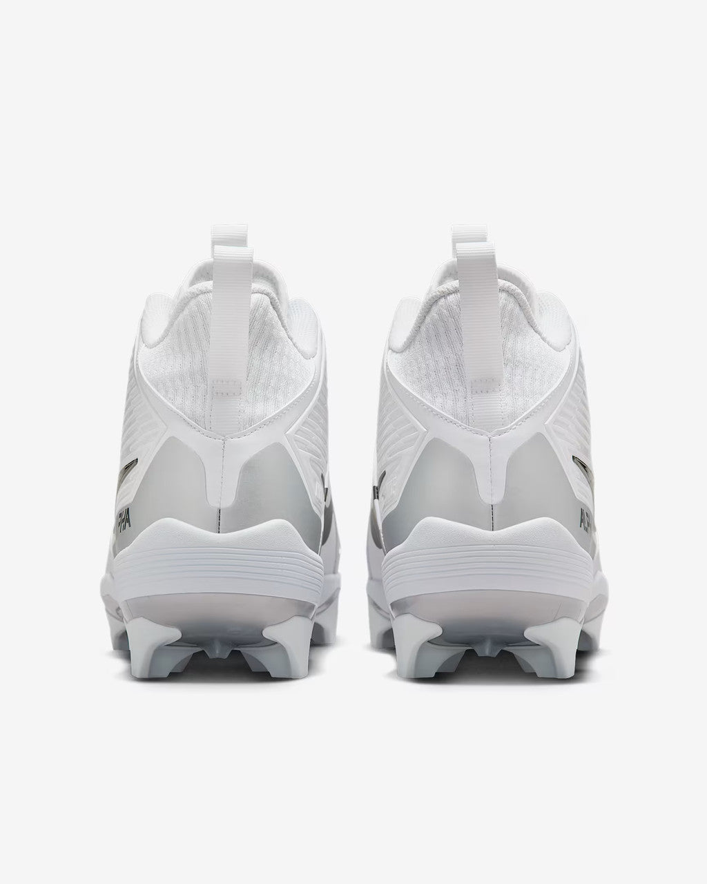 Nike Alpha Menace Strong Football Cleats - White/Black/Metallic Silver