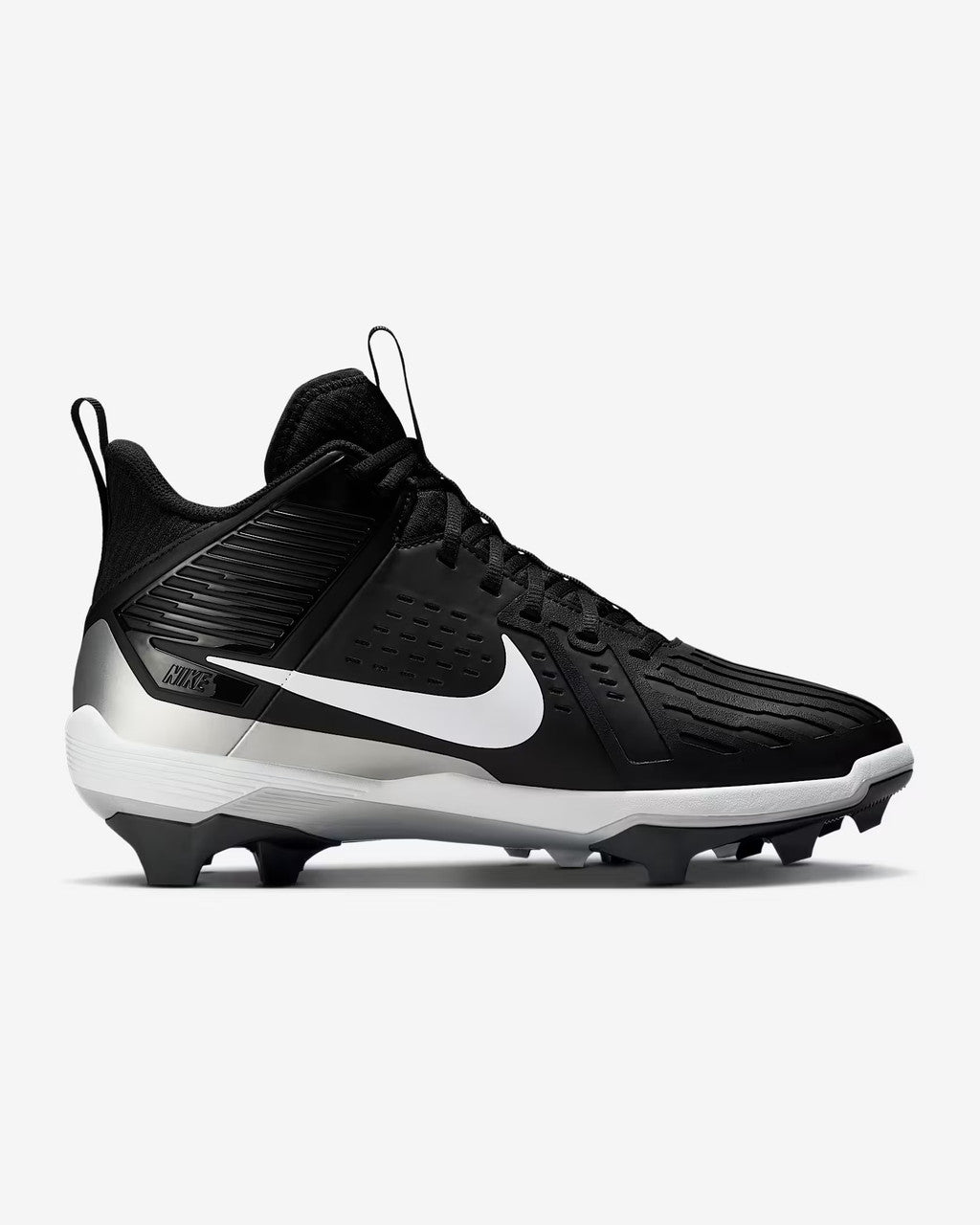 Nike Alpha Menace Strong Football Cleats - Black/White/Metallic Silver