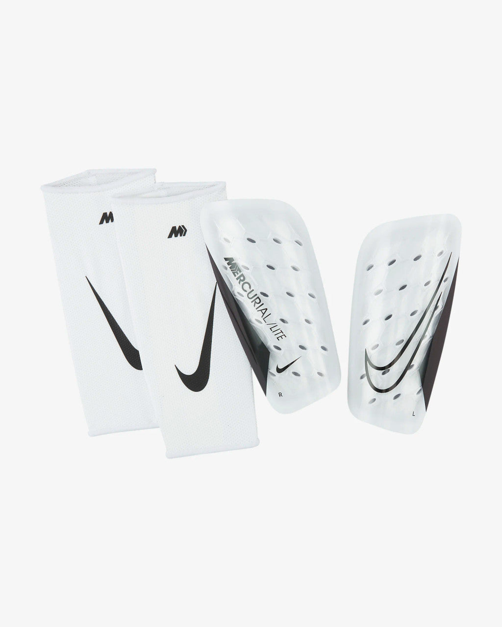 Nike Mercurial Lite Soccer Shin Guards - White/White/Black