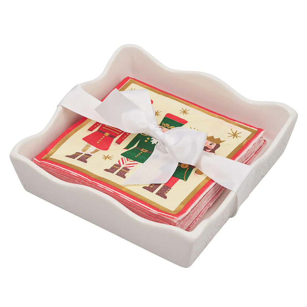 Sophistiplate Nutcracker Christmas Cocktail Napkin with Napkin Tray