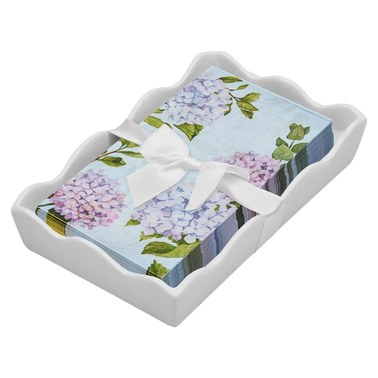 Sophistiplate Floral Guest Towel with Napkin Tray - Hydrangea