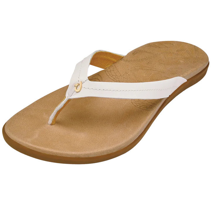 OluKai Women's Honu Sandal - Bright White/Golden Sand