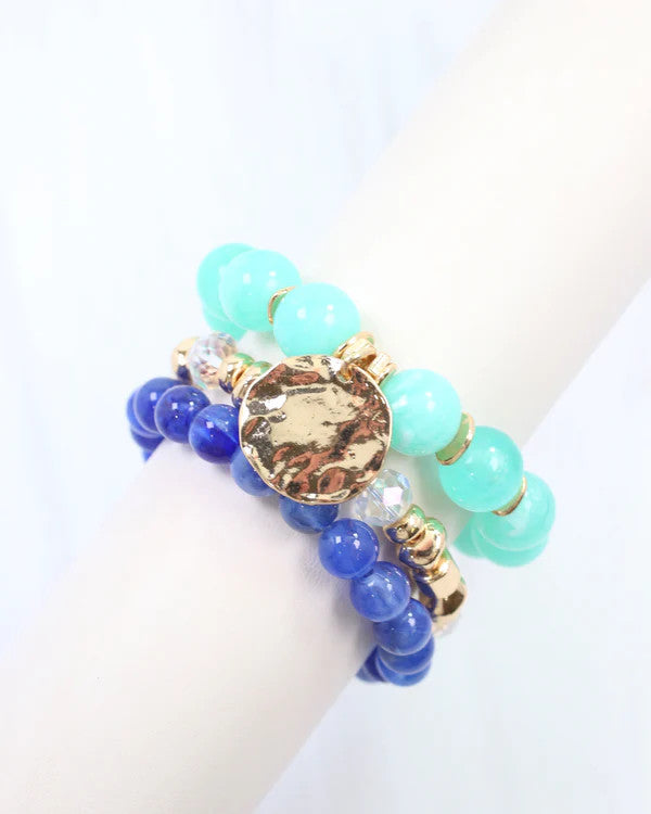 Caroline Hill Biloxi Beaded Bracelet Set - Aqua