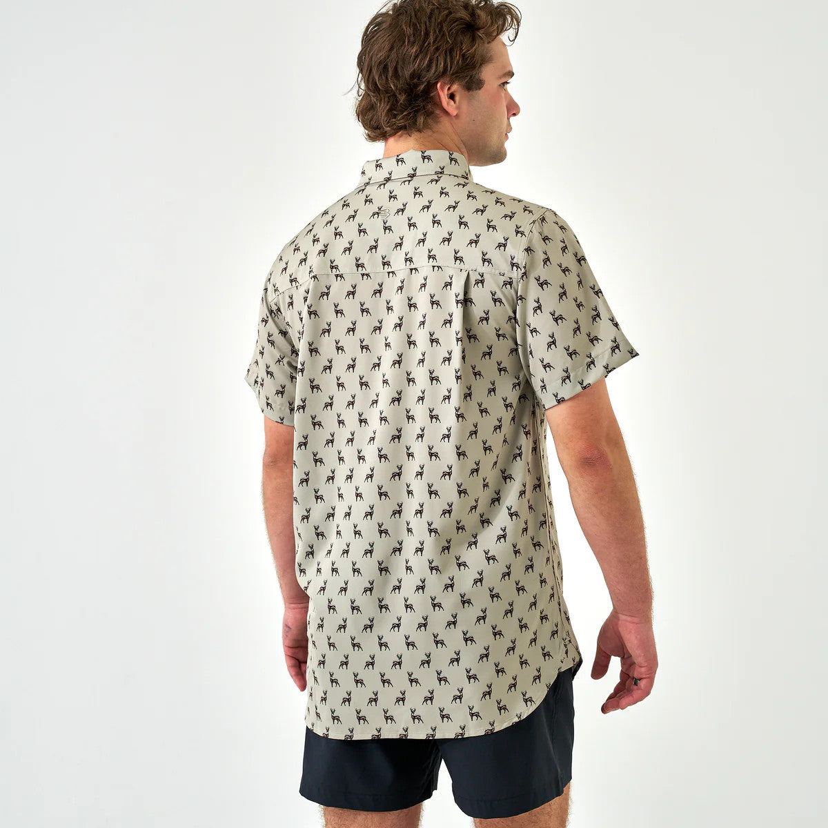 Burlebo Men's Performance Button Up - Whitetail Deer Green