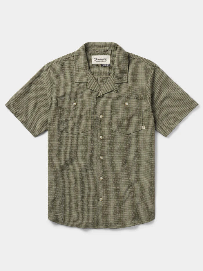 Duck Camp Men's Coastal Seersucker Shirt Short Sleeve - Moss