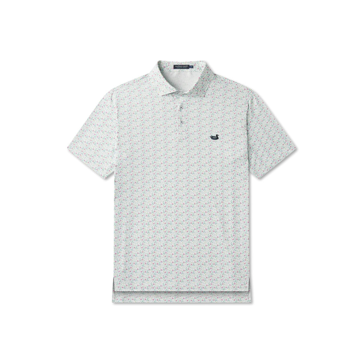 Southern Marsh Men's Flyline Performance Polo - Sunday Success - White Golf Print
