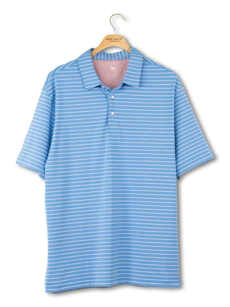 Simply Southern Men's Micro Stripe Polo - Blue Stripe