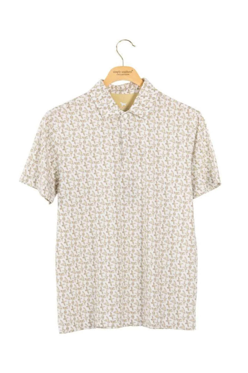 Simply Southern Youth Water Dude Polo - Beige