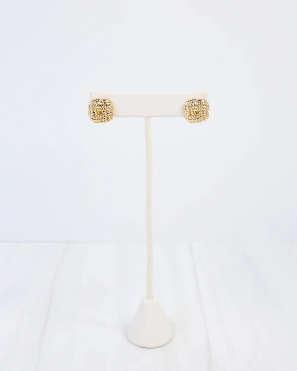 Caroline Hill Hoboken Square Knot Stud Earring - Gold
