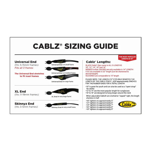 Cablz Adjustable Silicone XL Ends Eyewear Retainer