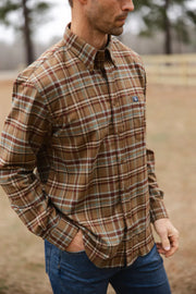Local Boy Men's Zeigler Stretch Flannel - Rust/Red/Green