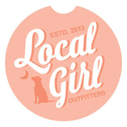 Local Girl Stacked Script Car Coaster - Neon Cantaloupe