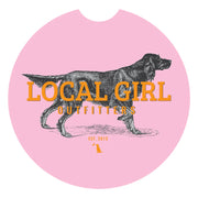 Local Girl Setter on Point Car Coaster - Baby Pink