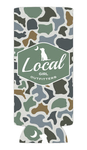 Local Girl Badge Slim Koozie - Localflage Bluff