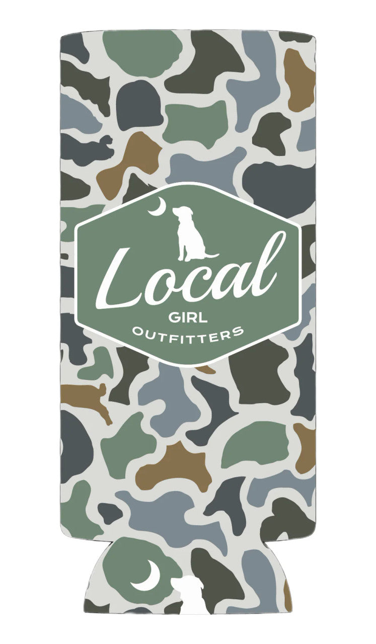 Local Girl Badge Slim Koozie - Localflage Bluff